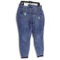 NWT Womens Blue Denim Medium Wash Distressed Jegging Jeans Size Large image number 2