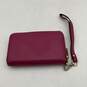 Womens Purple Leather Card Holder Zip Wristlet Wallet image number 3