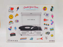 Victrola White Create Your Own Bluetooth Suitcase Record Player IOB W/ Stickers & Power Cord alternative image