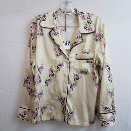 Zara satin floral print pajama style shirt nwt M