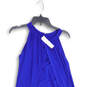 NWT Womens Blue Sleeveless Fringed Hem Keyhole Back Midi Shift Dress Size 0 image number 3