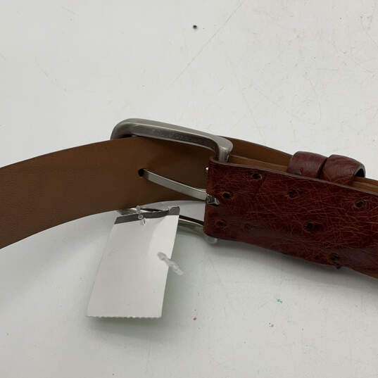 NWT Mens 35016 Brown Leather Adjustable Metal Buckle Waist Belt Size 38 image number 6