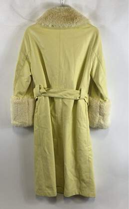 Bershka Womens Yellow Fur Long Sleeve Pockets Belted Trench Coat Size Large alternative image