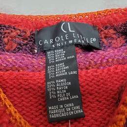 VTG. Carole Little Orange Red Frog Closure Geometric Floral Tunic Knit Sweater Sz L alternative image