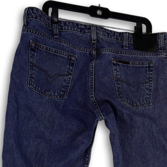Womens Blue Denim Medium Wash Pockets Stretch Straight Leg Jeans Size 16P image number 4