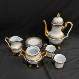 Yau Shing Fine China Teapot, Cream & Sugar, 2 Cups & 6 Saucers