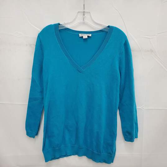 Pendleton WM's V-Neck Long Sleeve Turquoise Sweater Size M image number 1