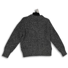 Womens Black White Mock Neck Long Sleeve Knit Pullover Sweater Size Large alternative image