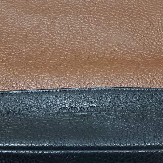 Coach Brown & Black Pebbled Leather Briefcase Bag image number 3