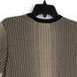 Womens Brown Black Striped Crew Neck Short Sleeve Pullover T-Shirt Size M image number 1