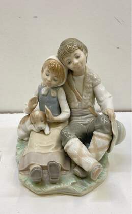 Lladro Porcelain Figurine Friendship Boy, Girl and Puppy Ceramic Art