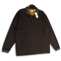 NWT Mens Brown Knitted Long Sleeve Collared Pullover Sweater Size Large
