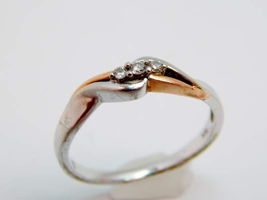 10K Two Tone Gold 0.05 CTTW Diamond Ring 1.8g image number 3