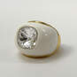 Designer Kenneth Jay Lane Gold-Tone Clear Crystal Stone Enamel Band Ring image number 1