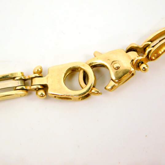 14K Two Tone White & Yellow Gold Panel Bracelet 10.6g image number 4
