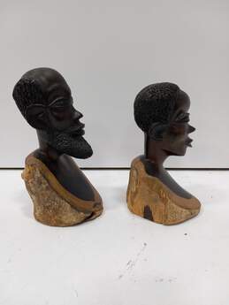 Pair of Carved Man & Woman Wooden Sculptures alternative image