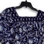 NWT Womens Blue White Floral Short Sleeve Button Front Blouse Top Size XL image number 4
