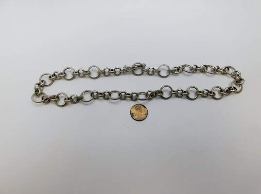 Judith Ripka 925 Sterling Silver Fancy Textured Link Chain & Citrine Toggle Clasp 83.2g image number 4