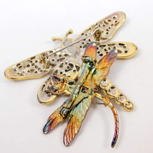 Mixed Metals Enamel & Rhinestone Butterfly & Dragonfly Brooches image number 8