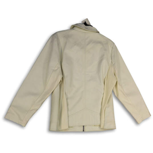 Womens White Long Sleeve Stretch Pockets Collared Full-Zip Jacket Size 1X image number 2