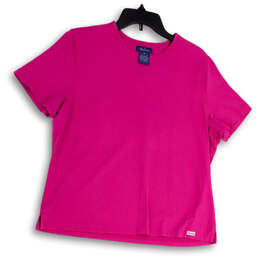 Womens Pink Round Neck Short Sleeve Regular Fit Pullover T-Shirt Size XL