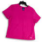 Womens Pink Round Neck Short Sleeve Regular Fit Pullover T-Shirt Size XL image number 1