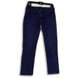Womens Blue Denim Medium Wash 5-Pocket Design Straight Leg Jeans Size 6