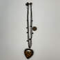 Designer Betsey Johnson Triple Strand Chain Heart Shape Pendant Necklace image number 2