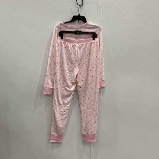 NWT Womens Pink White Snowflakes Christmas Two-Piece Pajama Set Size Medium image number 2
