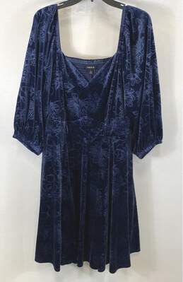 NWT Torrid Women Blue Velvet Embossed Sweetheart Neck Peplum A-Line Dress Sz 2X alternative image