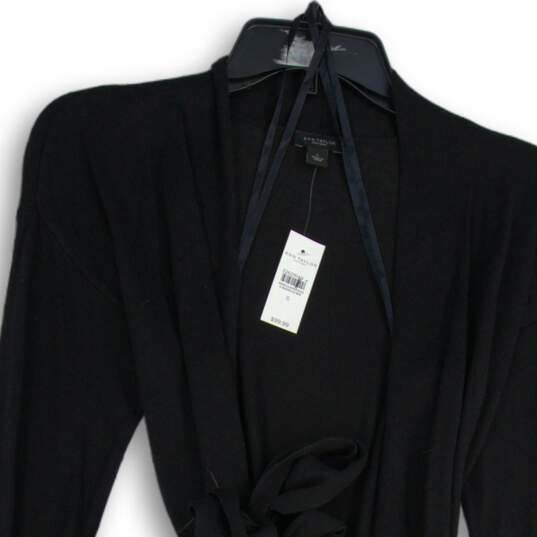 NWT Ann Taylor Womens Black Long Sleeve Belted Open Front Cardigan Sweater Sz S image number 3