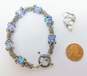 Artisan 925 White Pearl Drop Earrings & Purple Crystal & Granulated Beaded Toggle Bracelet 25.1g image number 4