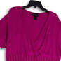 Womens Pink Knitted Pleated Wrap V-Neck Short Sleeve Mini Dress Size 22/24 image number 1