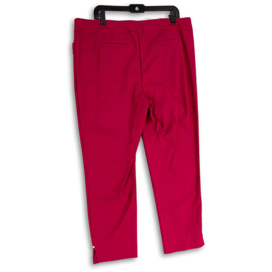 Womens Purple Flat Front Elastic Waist Welt Pocket Capri Pants Size 3R image number 2