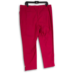 Womens Purple Flat Front Elastic Waist Welt Pocket Capri Pants Size 3R alternative image