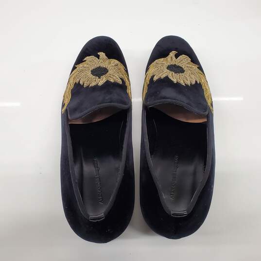 Alexander McQueen Men's Black Velvet Embroidered Slip On Shoes Size 10.5 w/COA image number 5