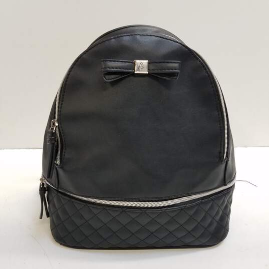 Nine West Quilted Black Leather Backpack image number 1