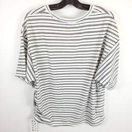 Counter Parts Women White Striped Ruched Shirt XL  NWT alternative image