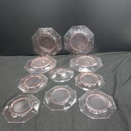 10pc Mixed Lot Pink Depression Glass Plates alternative image