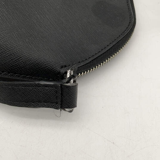 Womens Black Leather Inner Pocket Adjustable Strap Zipper Crossbody Bag image number 4