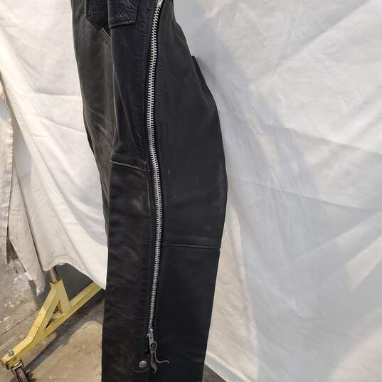 Steer Brand Black Leather Biker Chaps Sz-Lrg image number 2