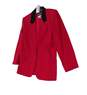 Womens Red Wool Long Sleeve Collared Pockets Blazer Suit Jacket Size 14 image number 2