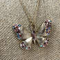 Designer Betsey Johnson Gold-Tone Link Chain Butterfly Pendant Necklace image number 2