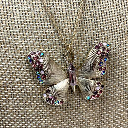 Designer Betsey Johnson Gold-Tone Link Chain Butterfly Pendant Necklace alternative image
