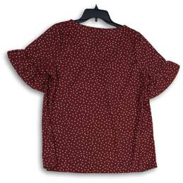 NWT Suzanne Betro Womens Red Polka Dot Bell Sleeve V-Neck Blouse Top Size Medium alternative image