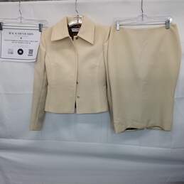 AUTHENTICATED Dolce & Gabbana Cream Wool 2-Piece Skirt Suit Size 42