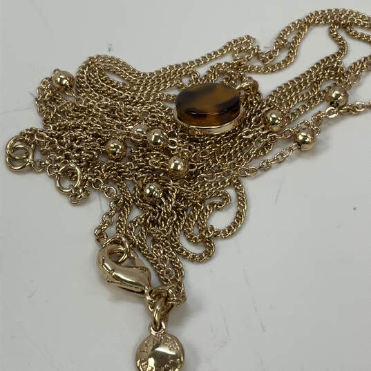 Designer J. Crew Gold-Tone Link Chain Triple Strand Clasp Pendant Necklace image number 4