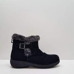 Khombu Black Suede Leather Faux Fur Ankle Boots Women's Size 9M