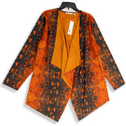 NWT Womens Orange Black Long Sleeve Open Front Cardigan Size XL
