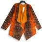 NWT Womens Orange Black Long Sleeve Open Front Cardigan Size XL image number 1